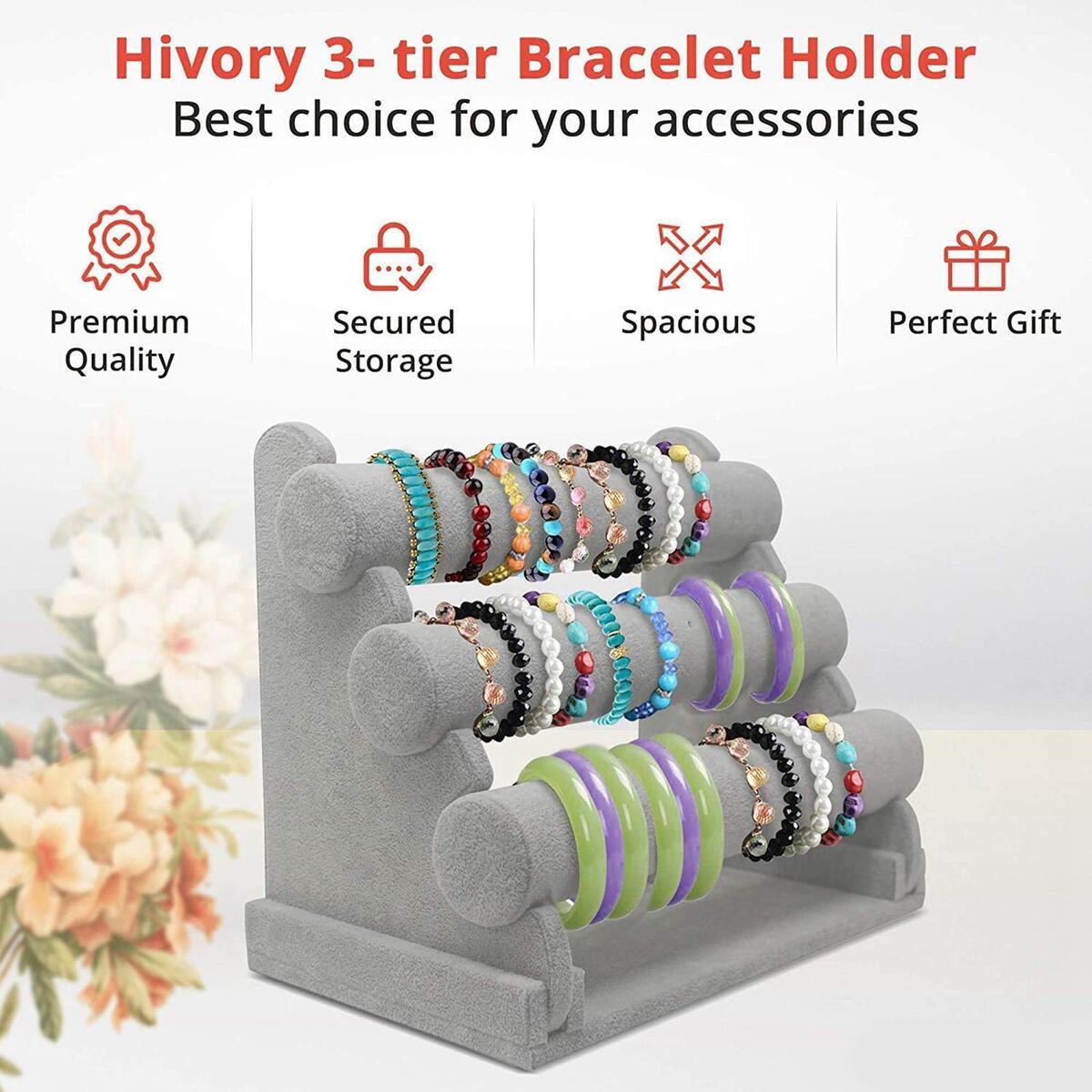 2x 3 Tiers Bracelet Holder Jewelry Tray Necklace Organizer Display Removable
