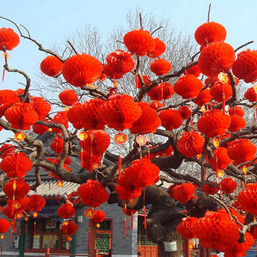 Plastic Chinese Red Paper Lantern Honeycomb New Year Decoration (A)