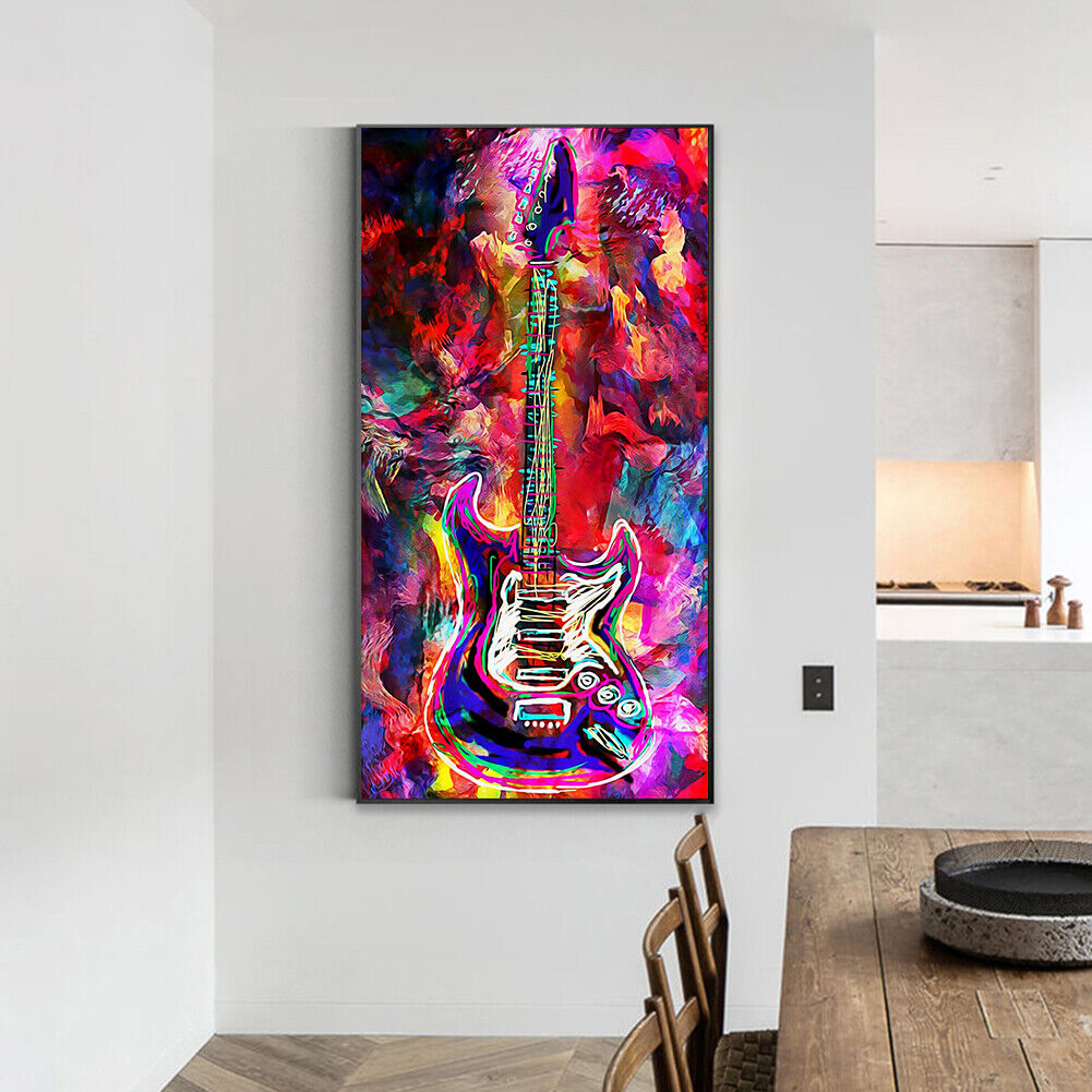 Abstract Guitar Oil Paint By Numbers Kit DIY Handpainted on Canvas Wall Art