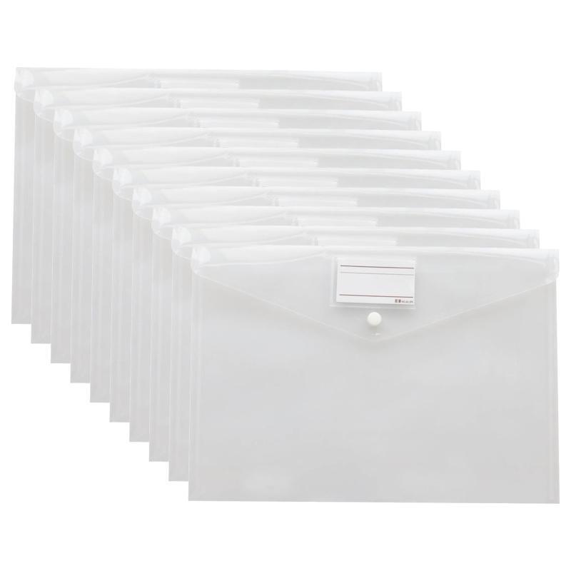 10Pcs A4 Folders Document Organizer Bags Waterproof Receipt Wallets Snap Closure