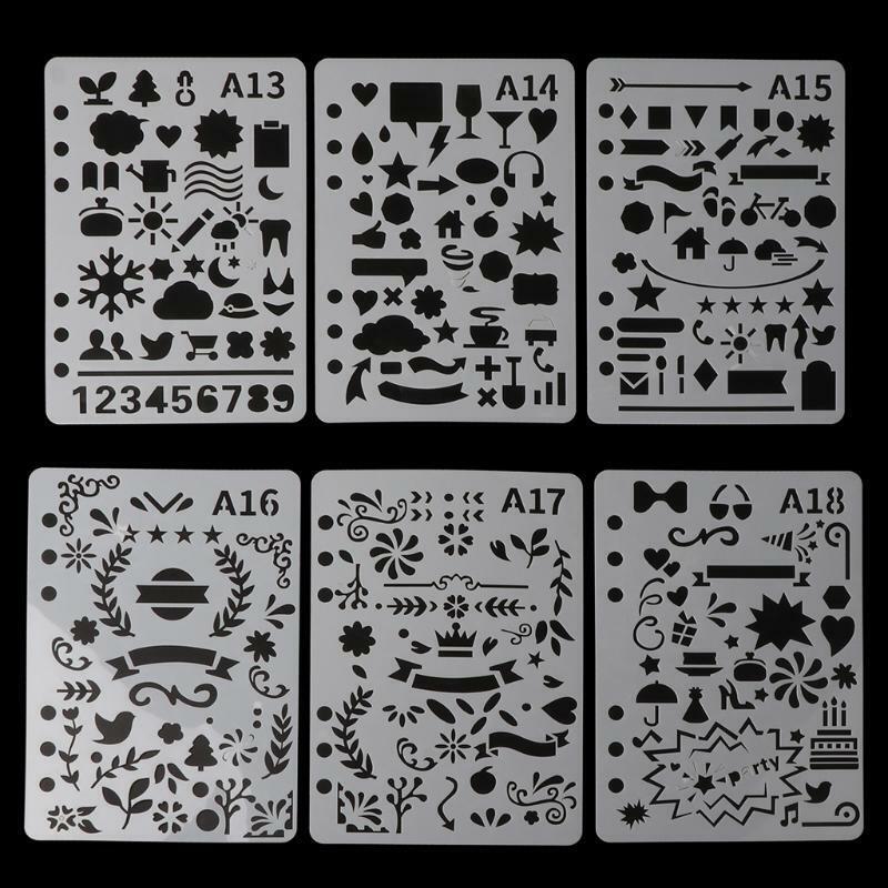24Pcs Drawing Template Stencils Journal Notebook Diary Scrapbooking A5 DIY