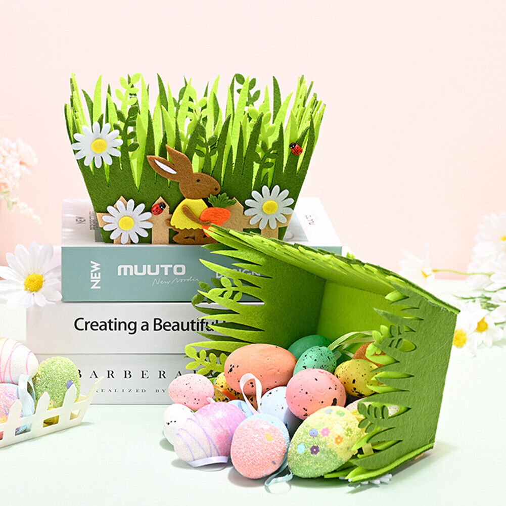 Easter Eggs Basket Portable Non-woven Storage Bucket Party Ornaments (D)