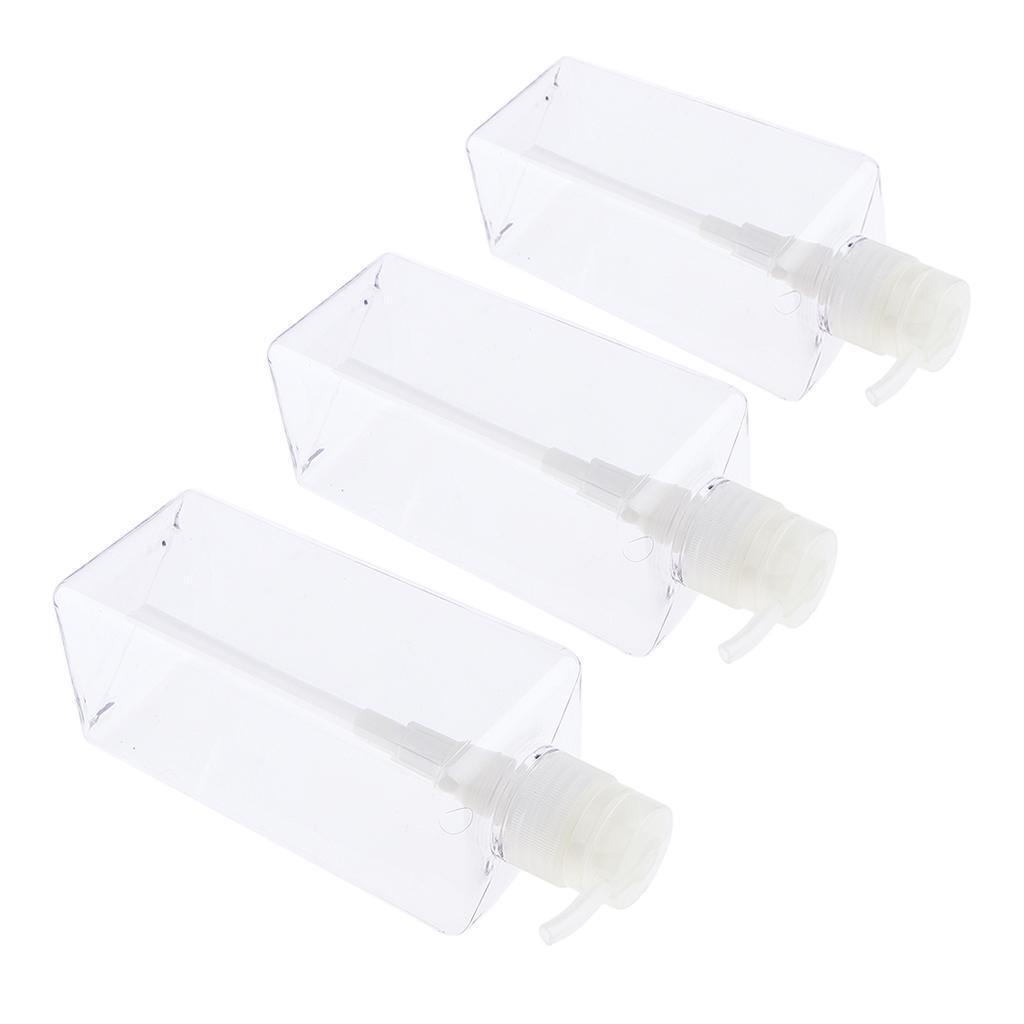 3x Empty Plastic Shampoo Conditioner Pump Bottle Refillable Container Clear