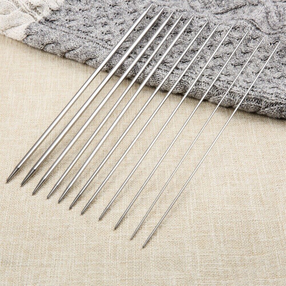 44pcs 11 Sizes Double Pointed Stainless Steel Knitting Needles Yarn Tool 9.84"