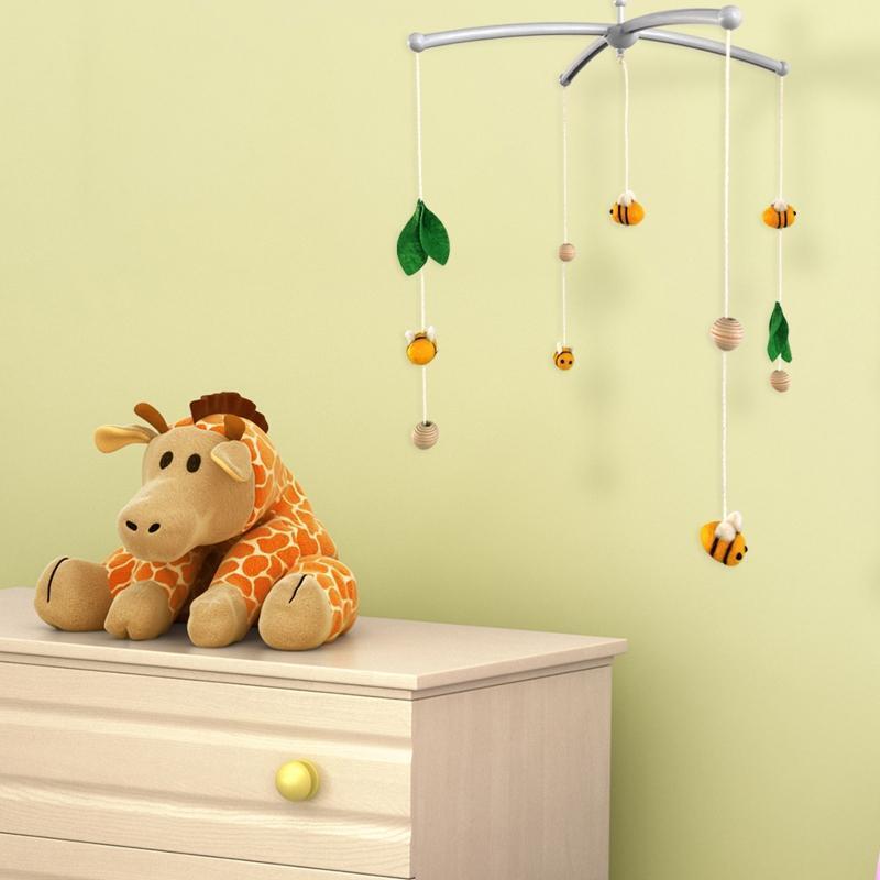 Handmade Wool Felt  Bee Ball with Plastic Bracket Hanging Ornament Crafts