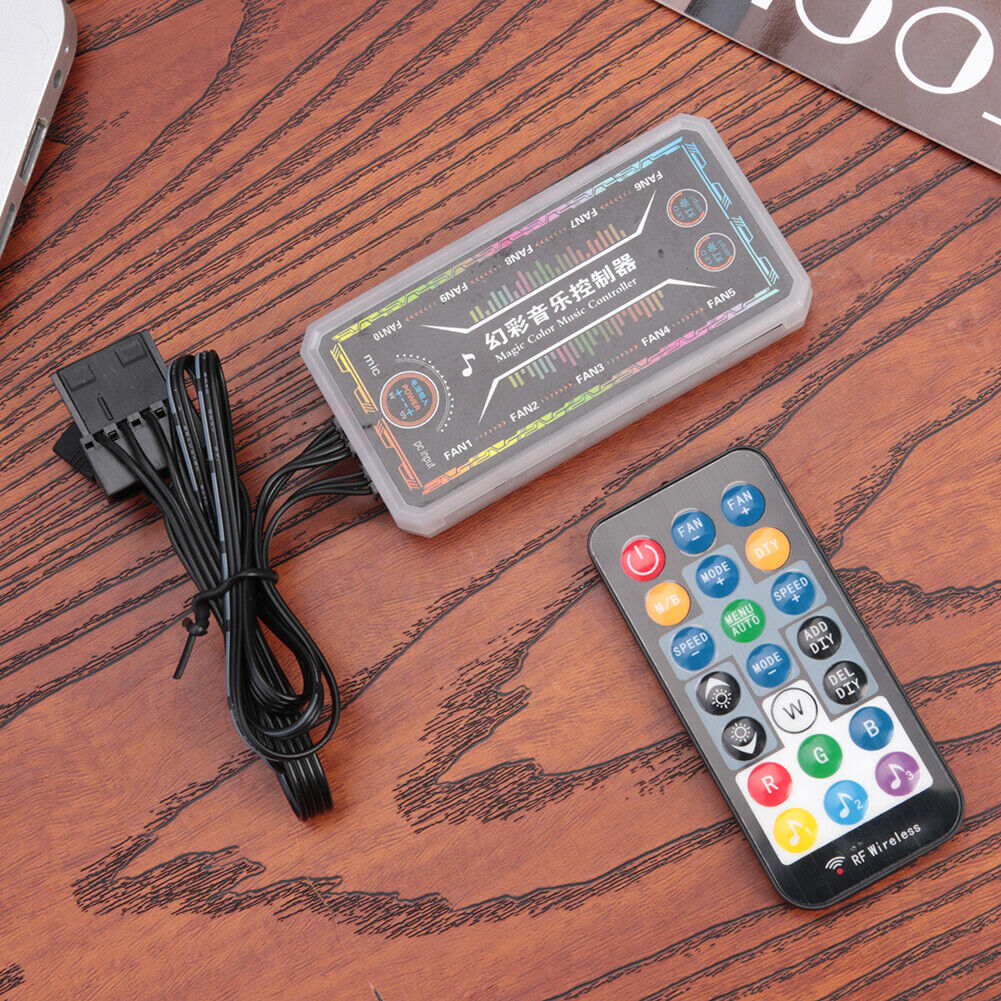 10 Ports RGB Cooling Fan Controller Adjustable Motherboard Music Splitter