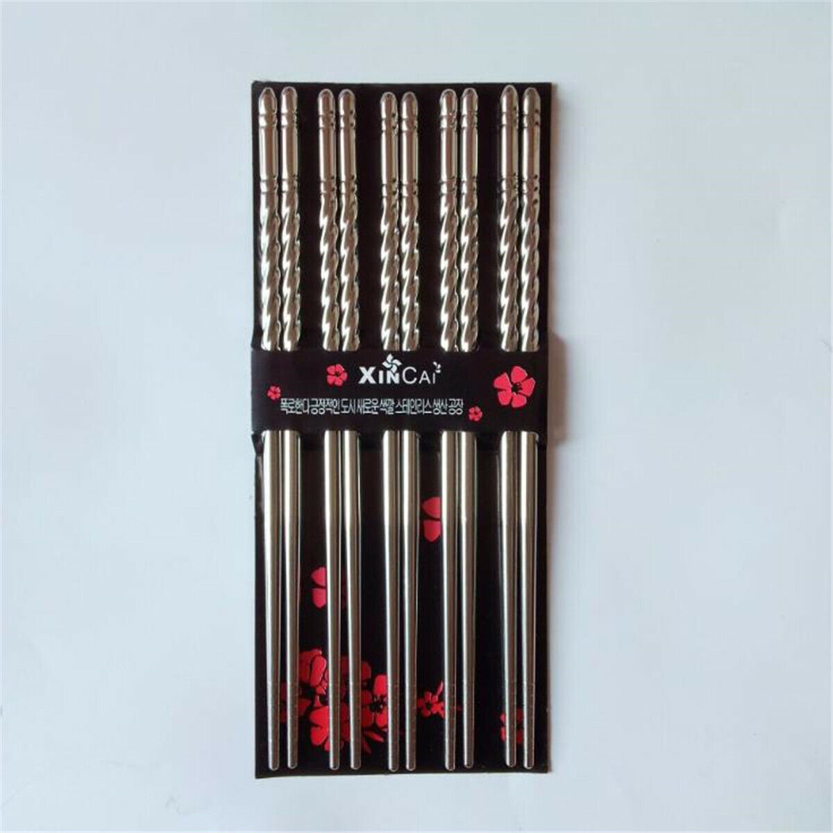 5 Pair Metal Chopsticks Stainless Steel Reusable Korean Chinese Chop Sticks Gift