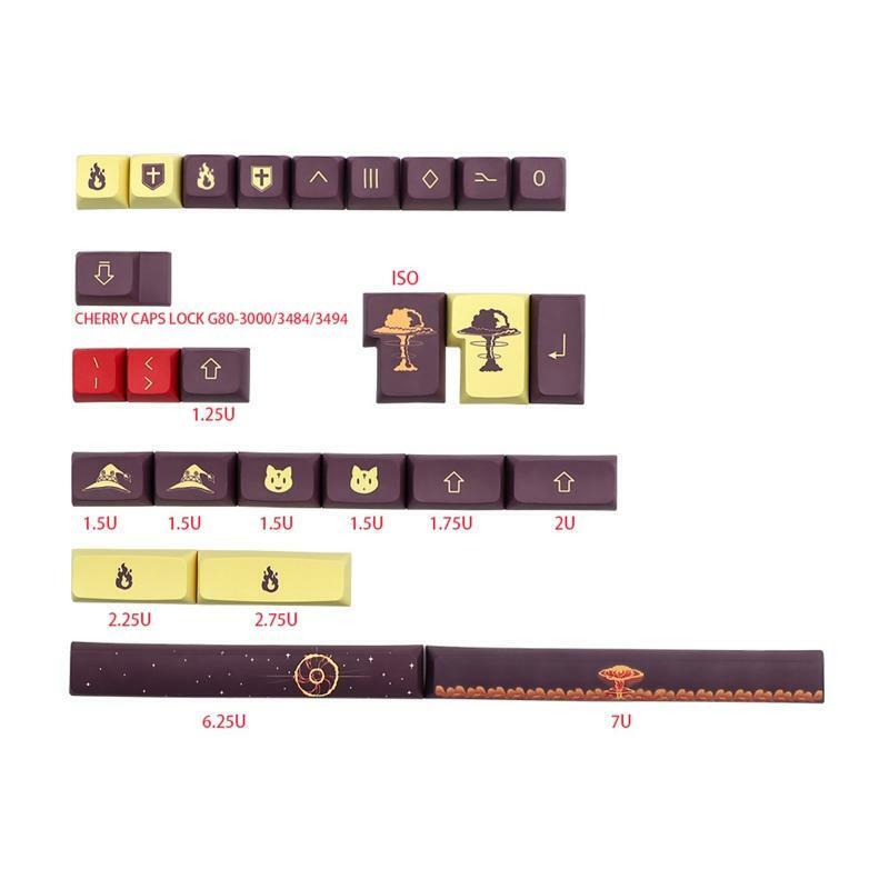 Explosion 130-Key Keycaps XDA Dye Subb for Cherry MX Switch Mechanical Keyboard