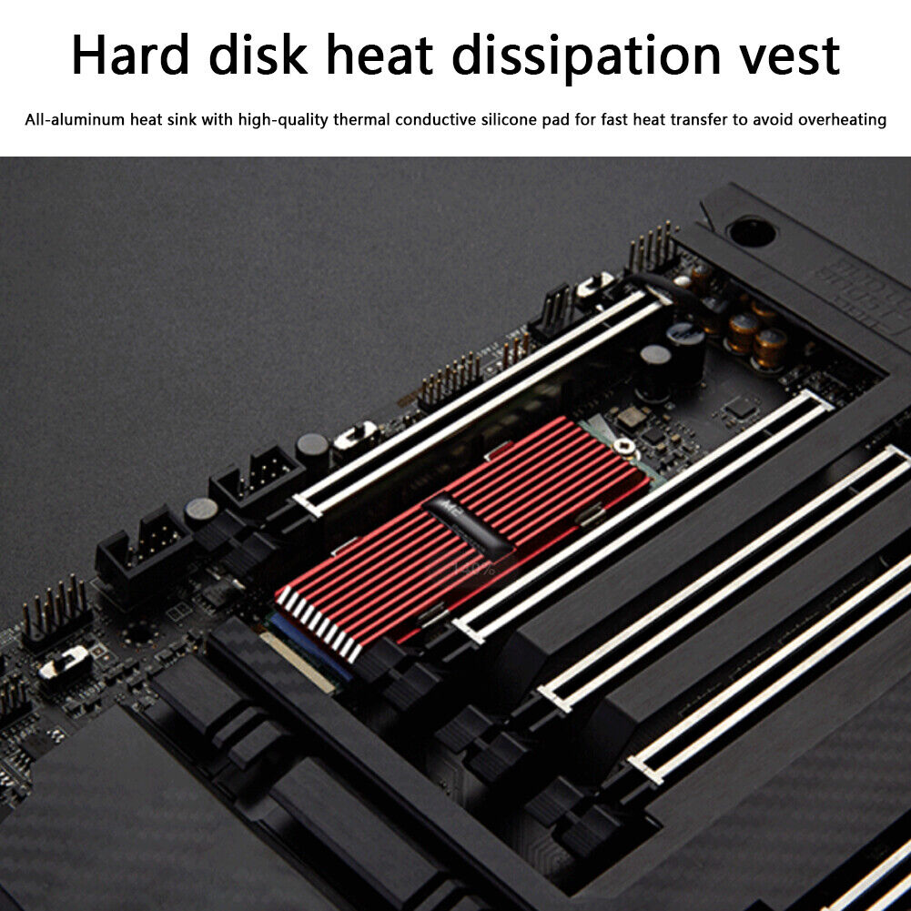 SSD Heatsink Radiator Cooler M.2 2280 NVME Heat Dissipation Pads (Red)