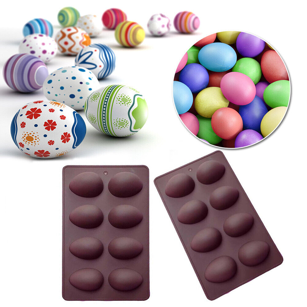 Silicone Cake Mold 8-Cavity Easter Egg Chocolate Mould Pastry Baking Tray