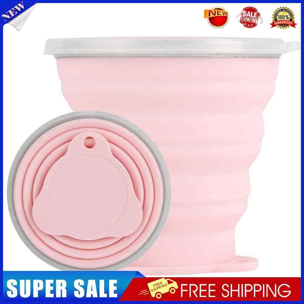 270mL Foldable Silicone Cup Outdoor Retractable Ultra-thin Water Mug (Pink)