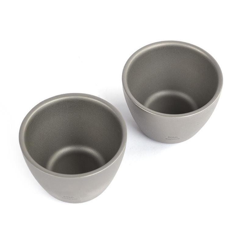 Outdoor Camping 50ml Titanium Wine Water Tea Cup Double-Wall Sake Whiskey Mug