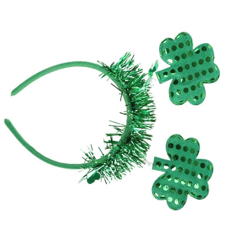 Saint Patrick's Day Hairband Glitter Shamrock Headband Head Bopper Photo Props