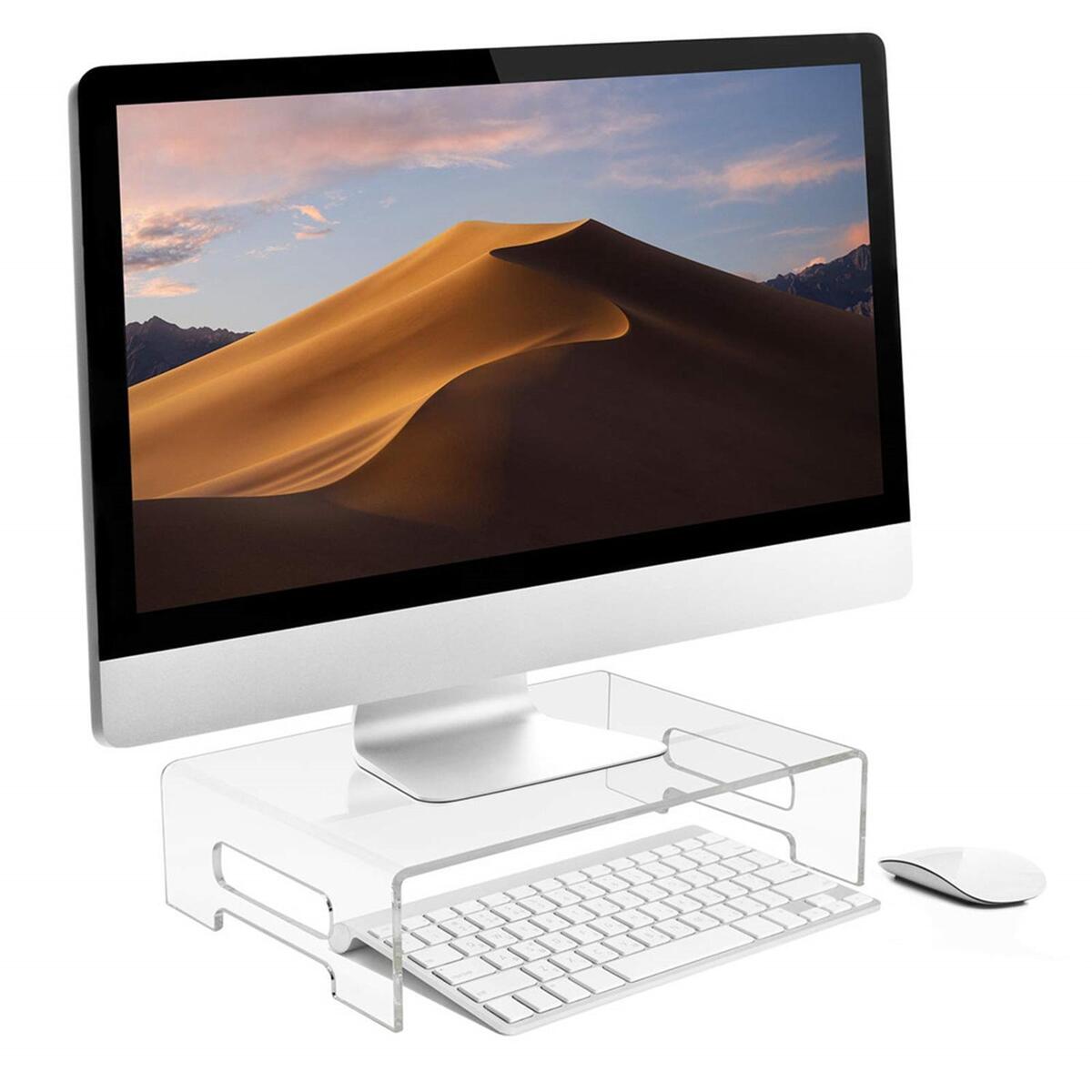 Clear Acrylic Computer Monitor Stand Holder Riser for Office Home Desktop, Free