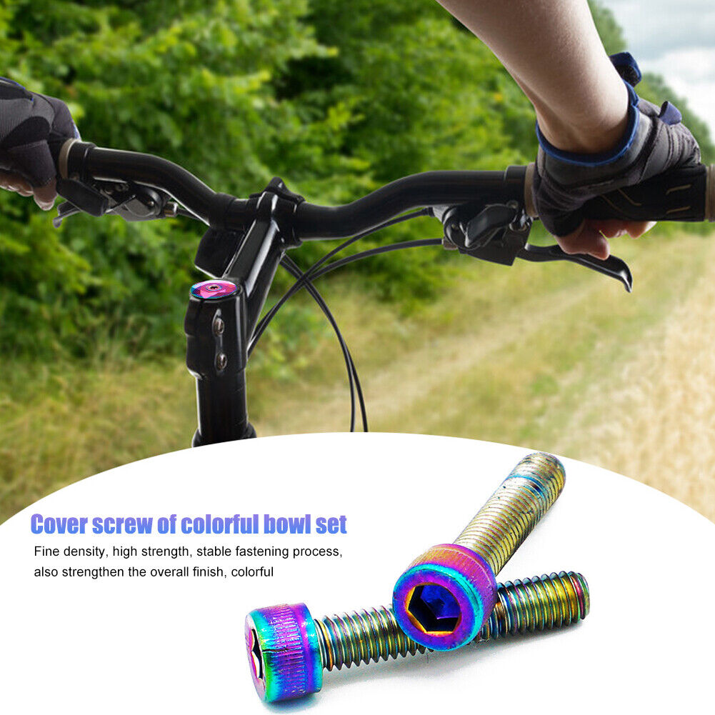 2pcs M6 Road Bike Bowl Cover Bicycle Stem Top Cap Screw for 30mm Fork Tube
