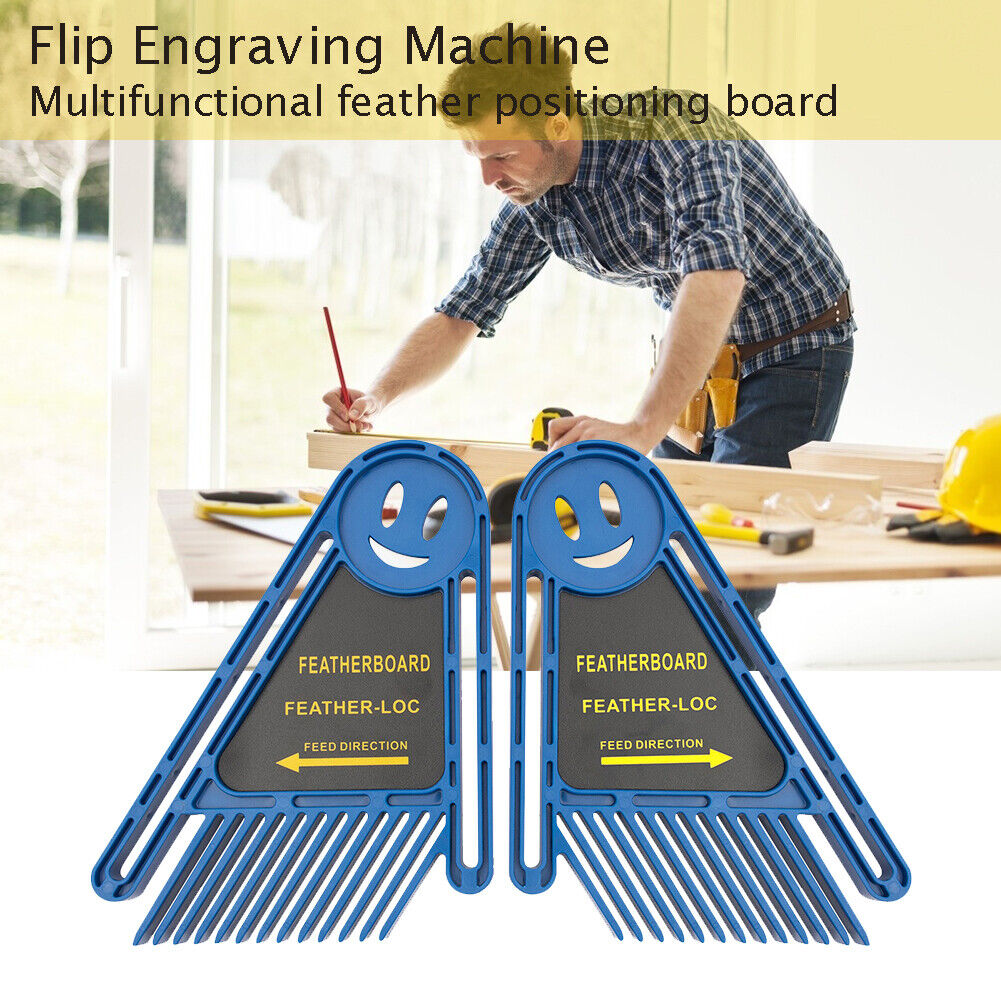 Double Featherboard Set Miter Gauge Slot Woodwork DIY Safety Tool (Blue)