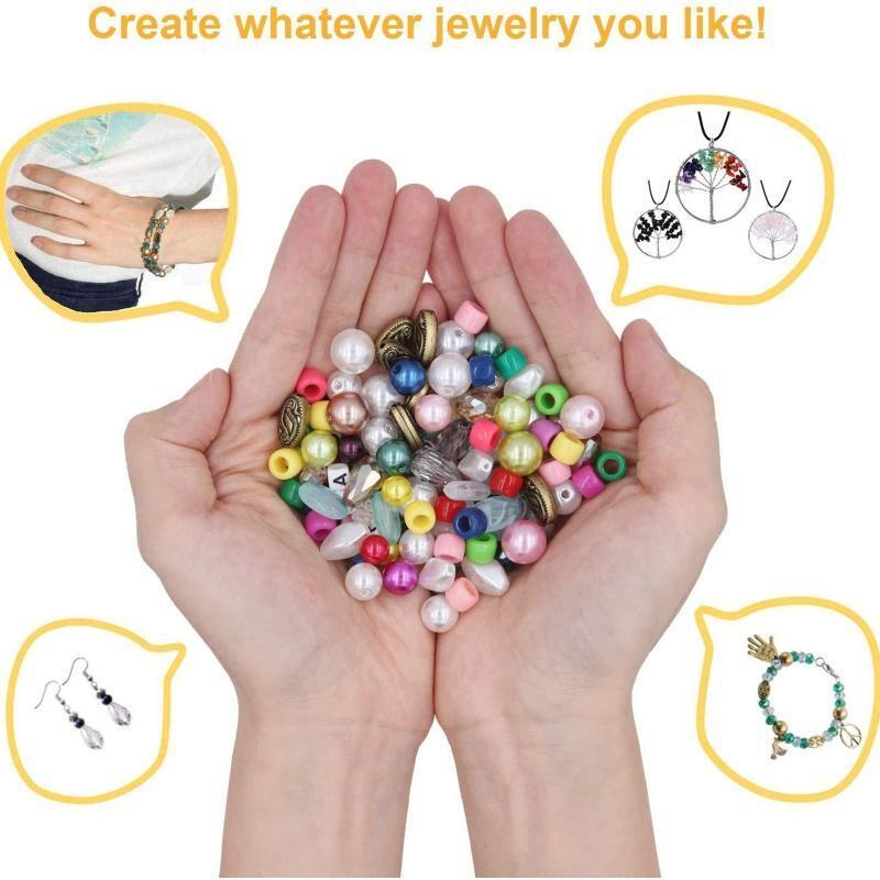 Jewelry Making Supplies Kit with Assorted Beads Charms Findings Wire Cord Pliers