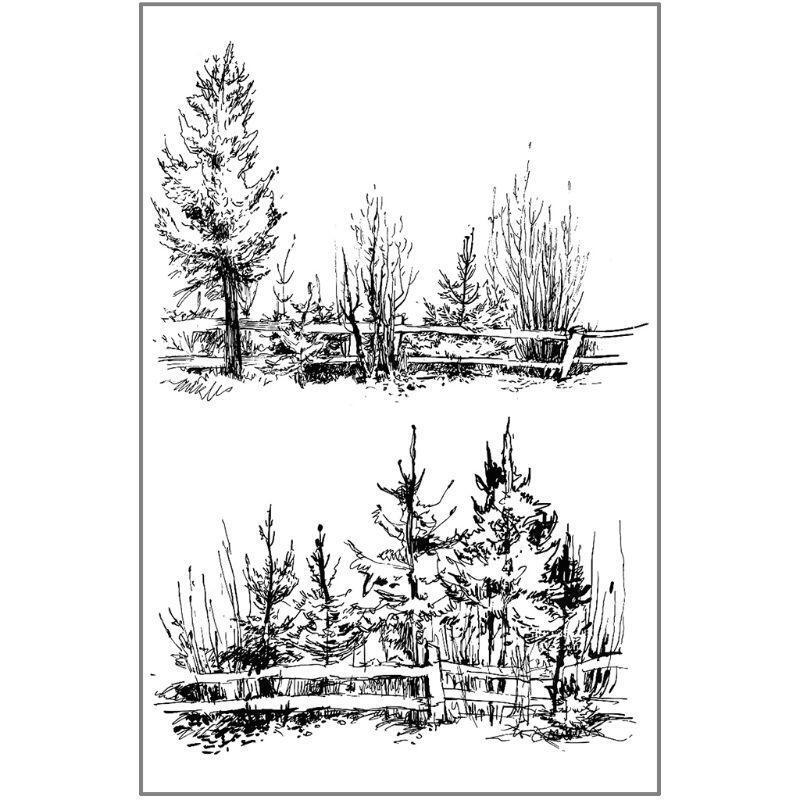 Forest Tree Silicone Clear Stamp Trees Pattern Background Stamp Transparent Seal