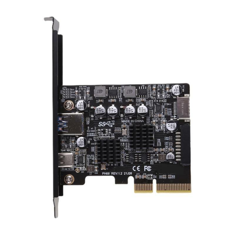 2-Port PCI-E X4 Riser Card PCIe to USB3.2 Gen 2 Adapter Riser Add-on Cards