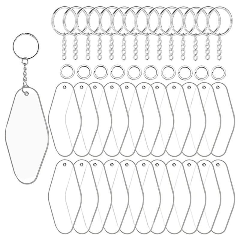90 Pieces Acrylic Blanks Set for DIY Making Keychain Rhombus Acrylic Ornament