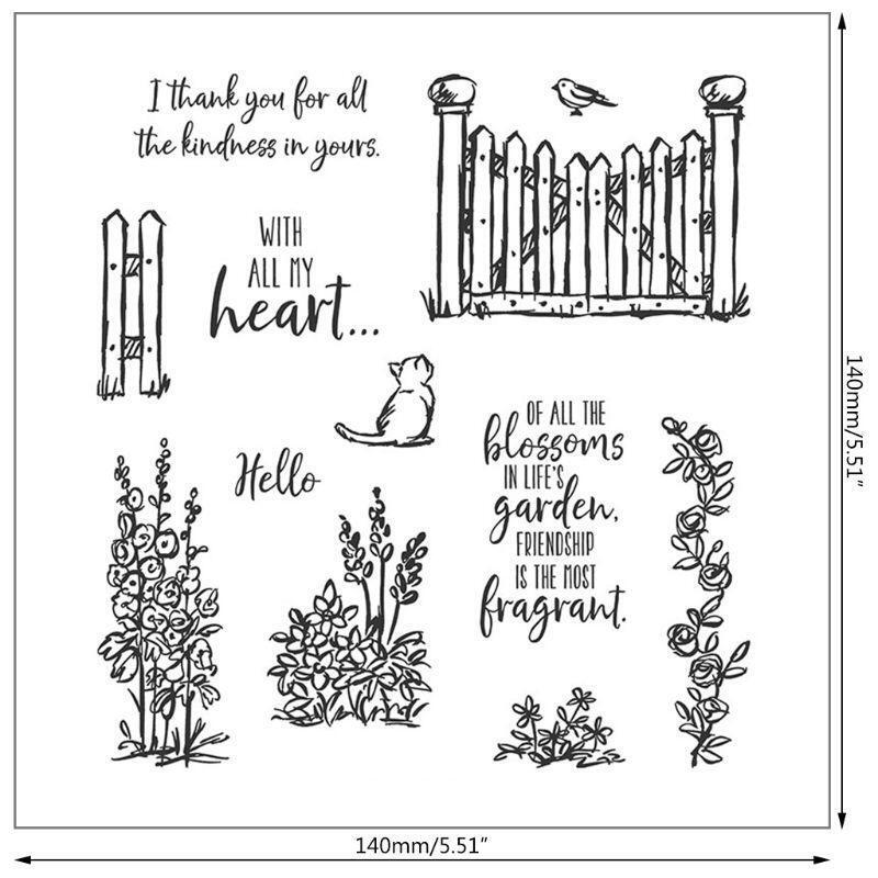 Cat in the Garden DIY Silicone Clear Stamp Seal Scrapbook Embossing Album Decor