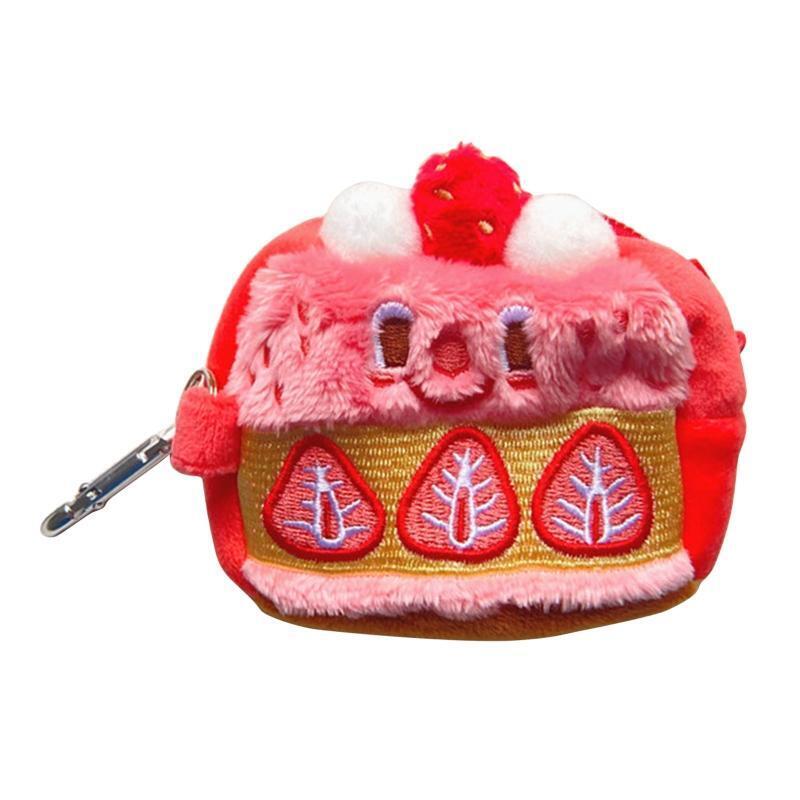 Cute Strawberry Purse Plush Sweet Pattern Fluffy Storage Bag with Zipper