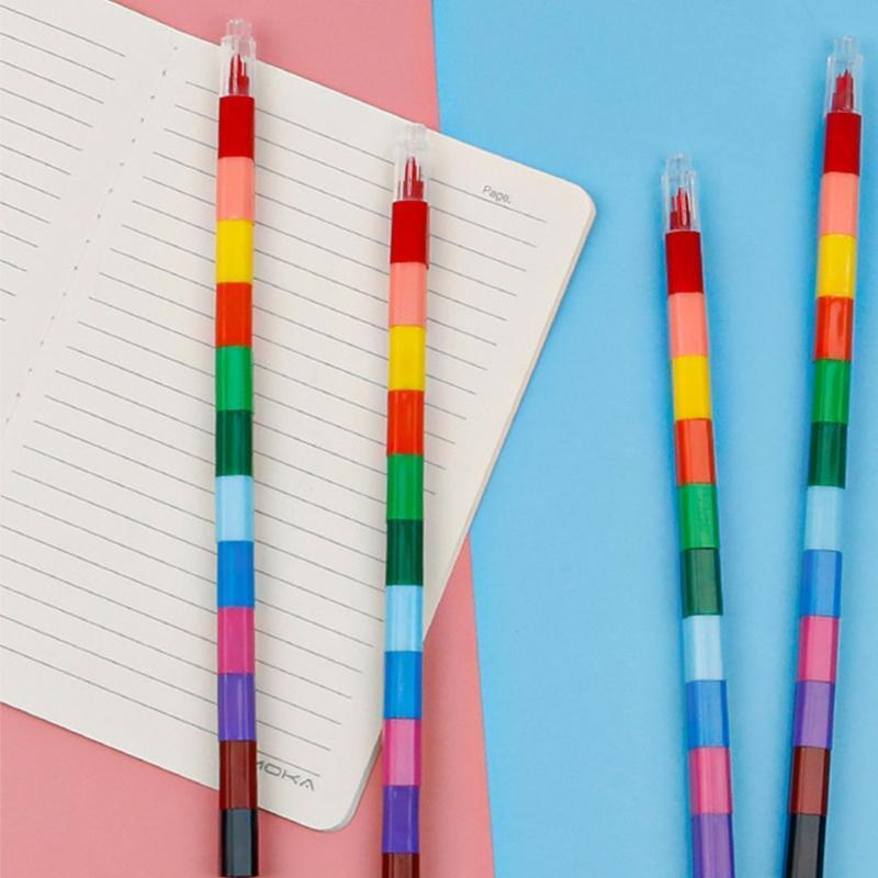 12Pcs/Pack Mini Finger Crayons Coloring Crayon Pens Stackable Removable Gift Set