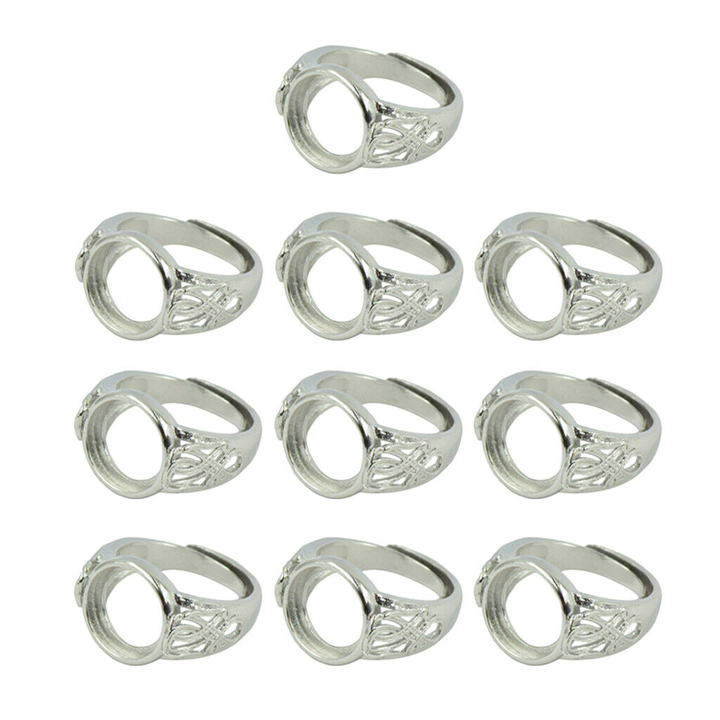 10Pieces Empty Ring Blanks Settings Round Bezel Jewelry Making Findings