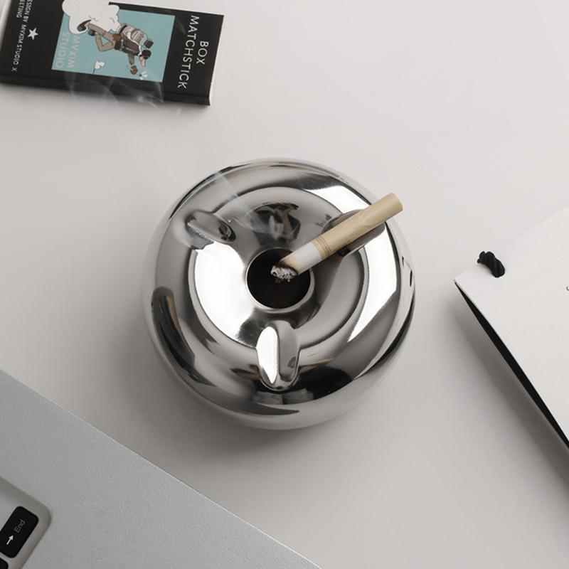 Windproof Ashtray with Lid Stainless Steel Donut-Style for Car Desktop Office