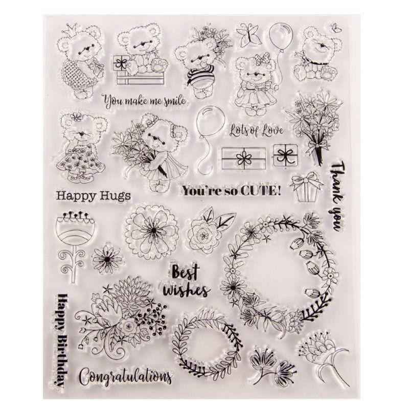 Flower Bear Silicone Clear Seal Stamp DIY Scrapbooking Embossing Photo Album Art