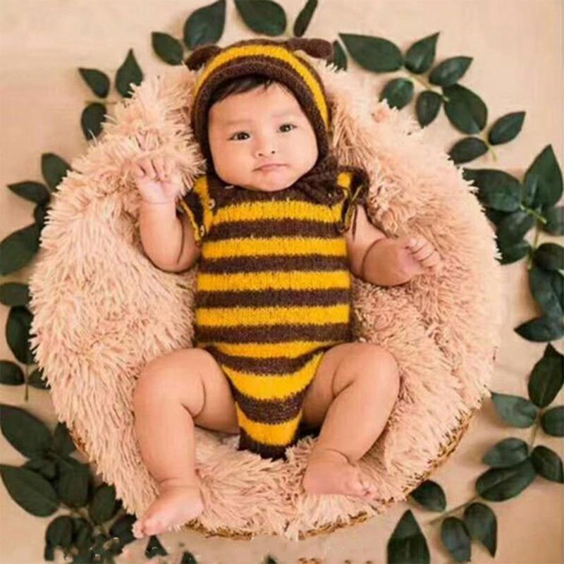 Bee Costume Newborn Baby Photography Props Handmade Crochet Baby Photo Outfits