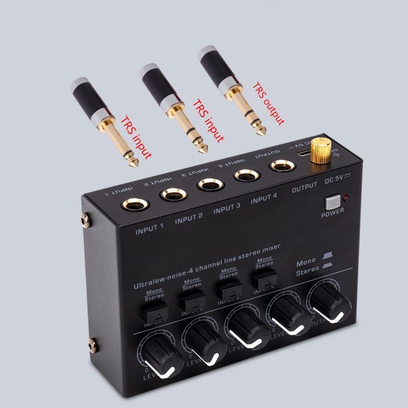 4 Channel Professional Sound Mixer Ultra Low-Noise Audio Stereo Sound Mixer