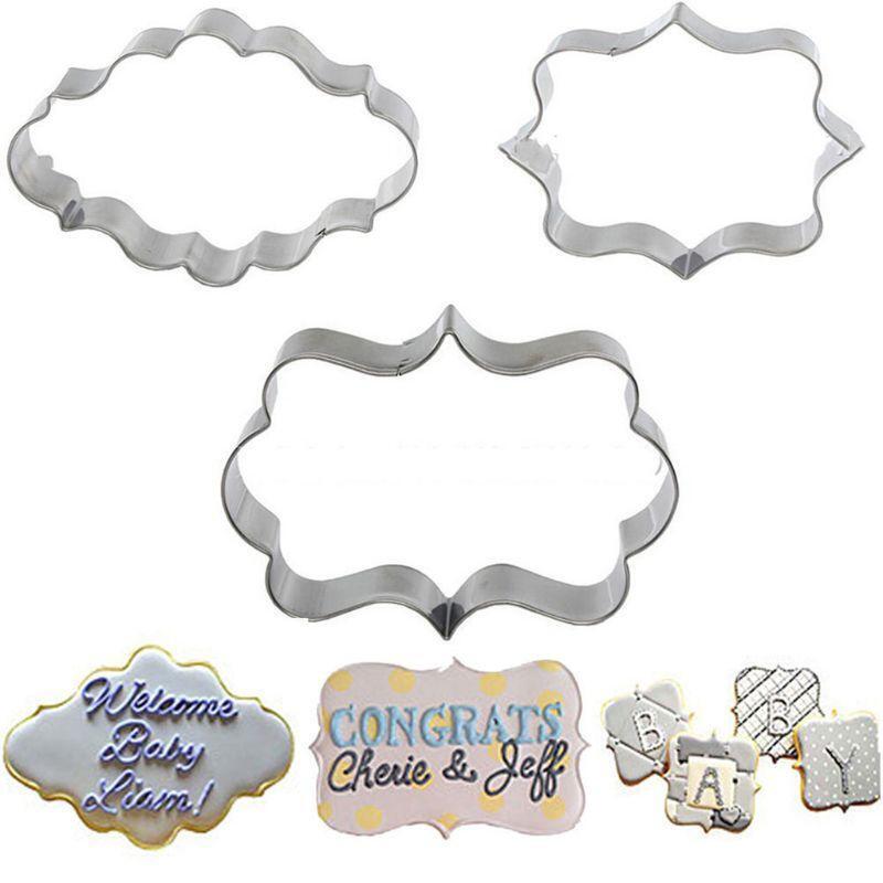 3Pcs Stainless Steel Sugar Biscuit Mold Cookie Cutter Frame Decorating Baking