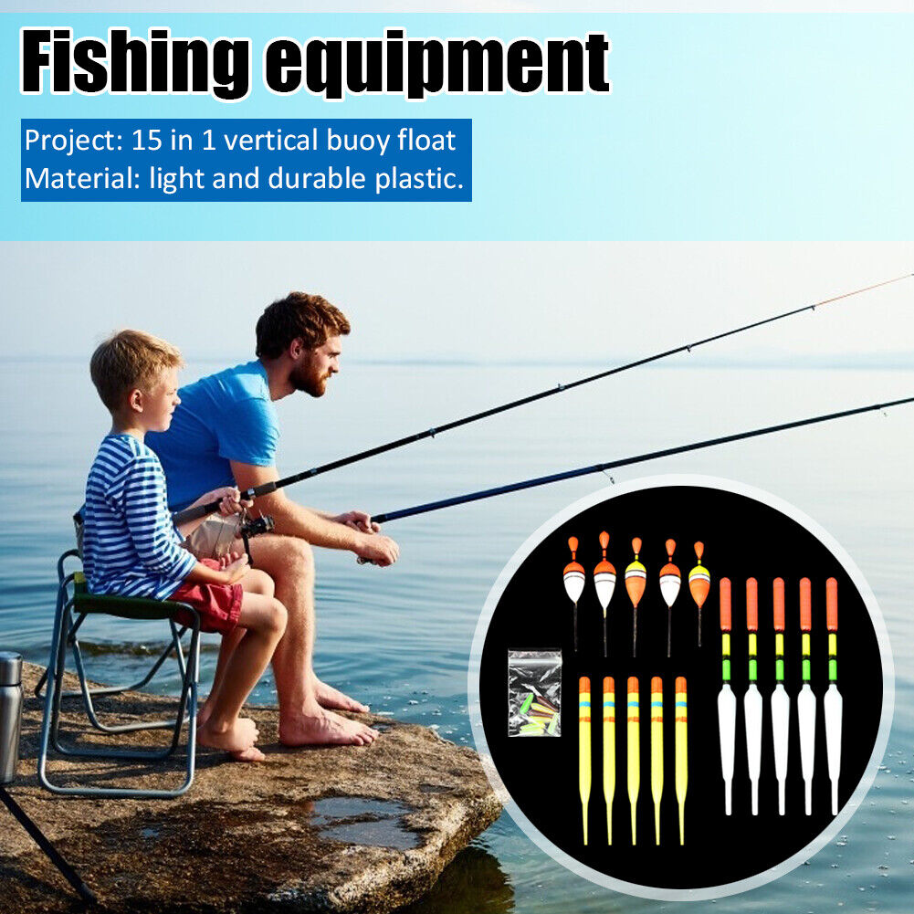 15pcs/Set Sea Fishing Floats Vertical Buoy Slip Bobber Rod Fishing Lures