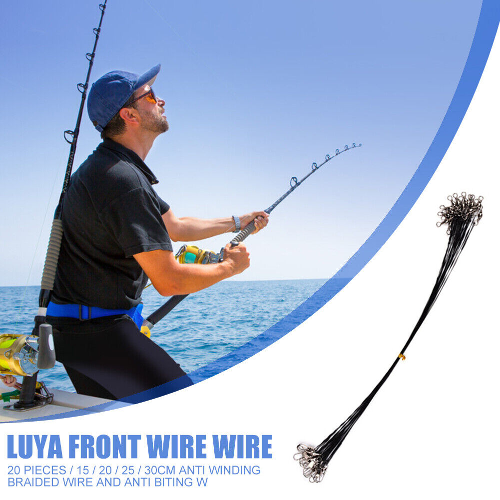 20pcs Anti-bite Fishing Line Steel Wire Leader Fishing Tackle (15cm Black)