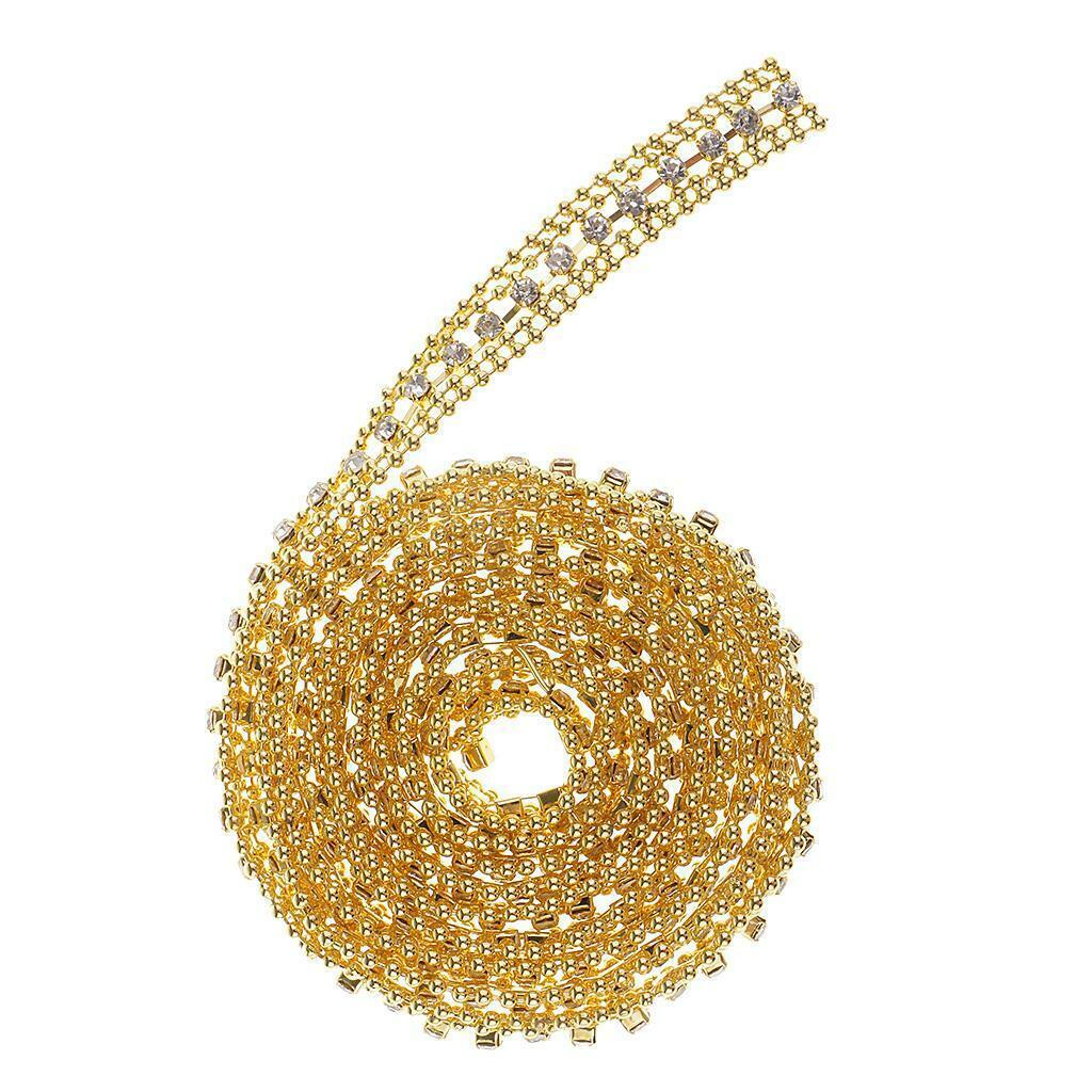 1 Yard Rhinestone Beaded Ribbon Crafts Applique Lace Sewing Trims Chain DIY