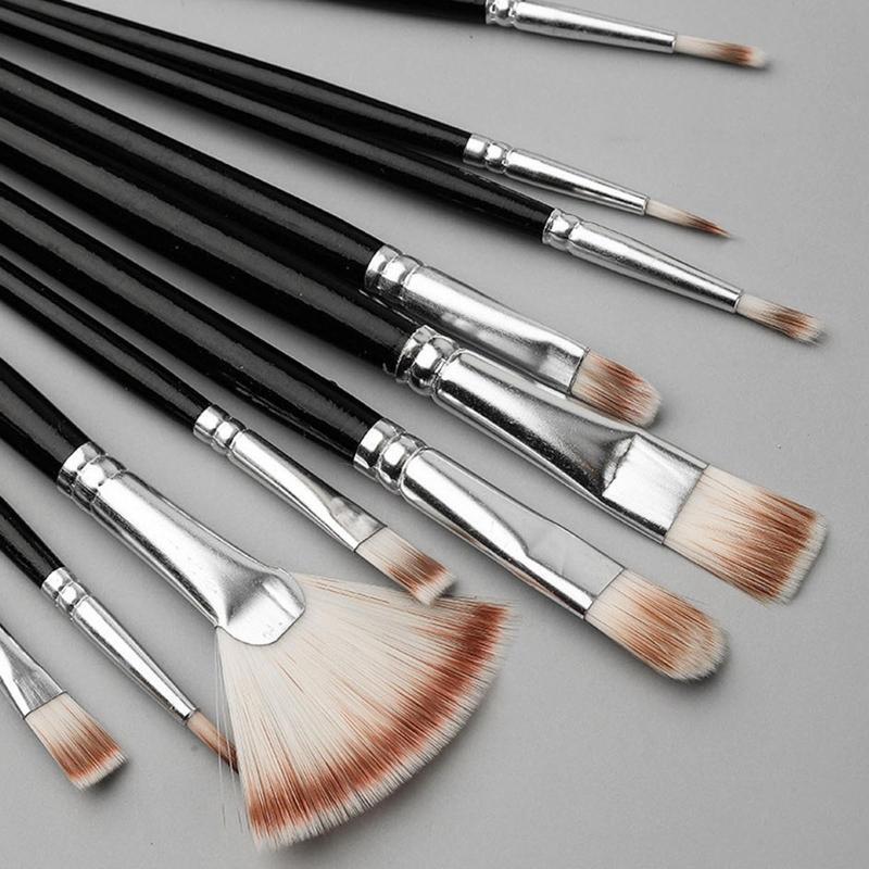 10 Sizes Acrylic Painting Brushes Kit Artist Paintbrushes for DIY Crafts Painter