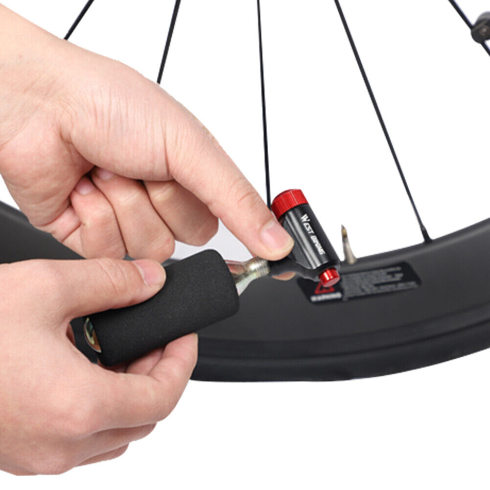 WEST BIKING CO2 Bike Tire Inflator Head for Presta Schrader Valve (Red)