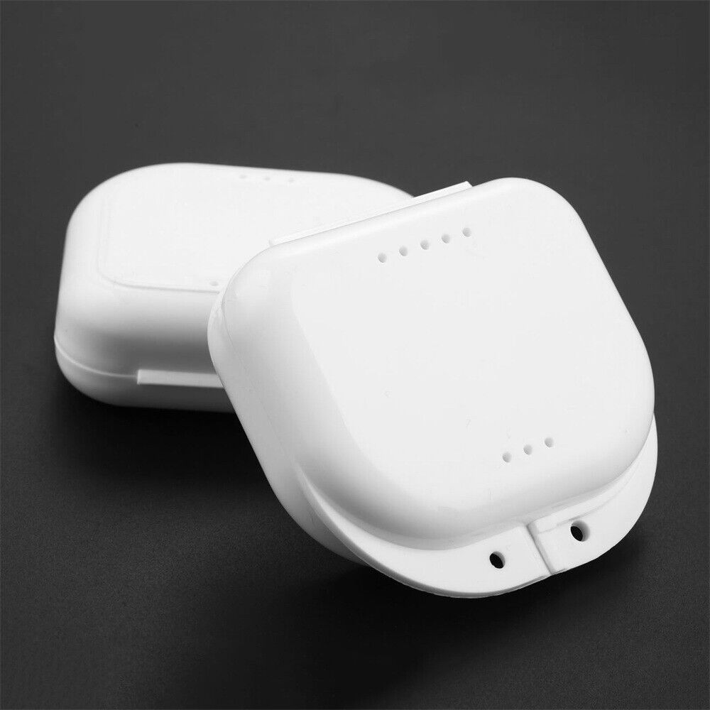White Dental Orthodontic Retainer Denture Storage Box Mouthguard Tray Container
