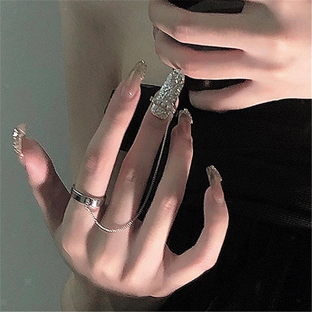 Adjustable Fingernails Ring Nail Art Charms Finger Nail Cover for Costume Daily