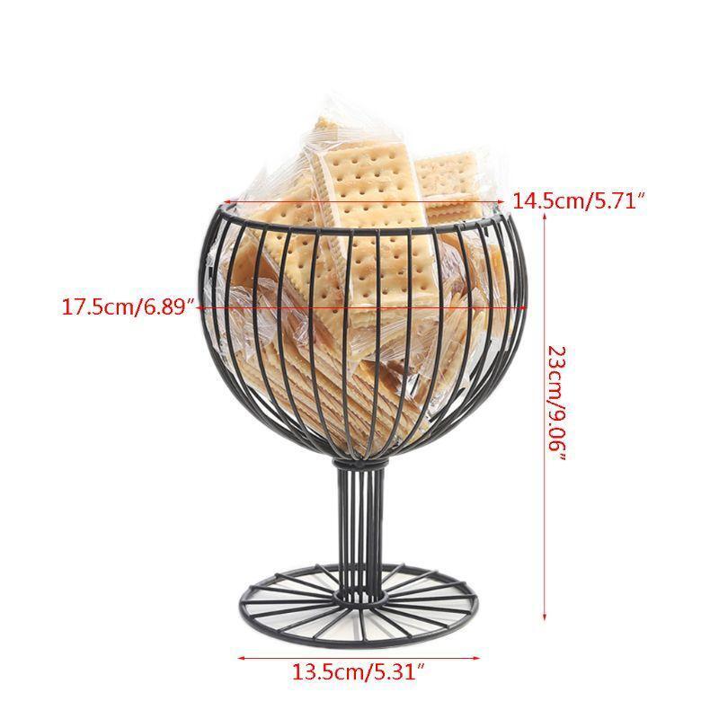 Fruit Basket Vegetable Bowl like Wine Cup Geometric Hollow Iron Crafts Home Room