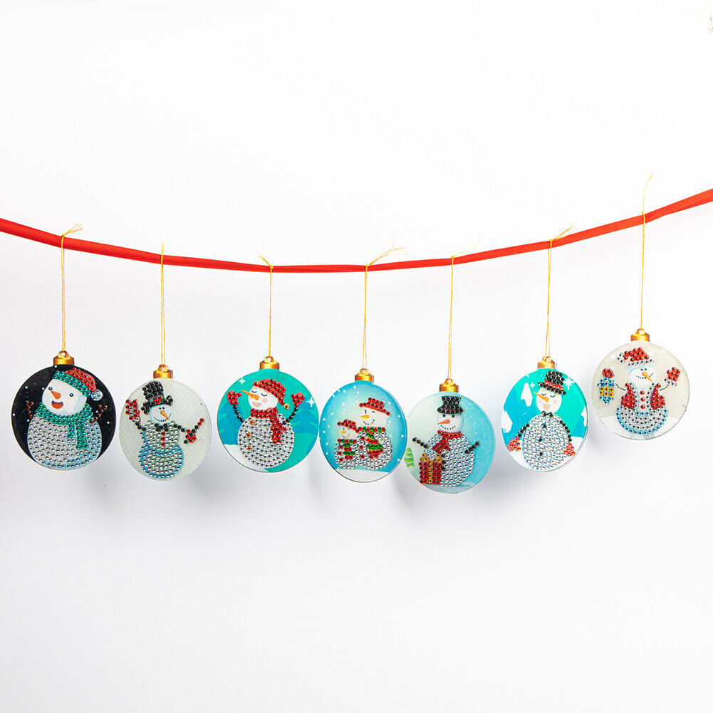 7pcs/Set DIY Acrylic Diamond Christmas Snowman Pendant Kit Rhinestone Decor