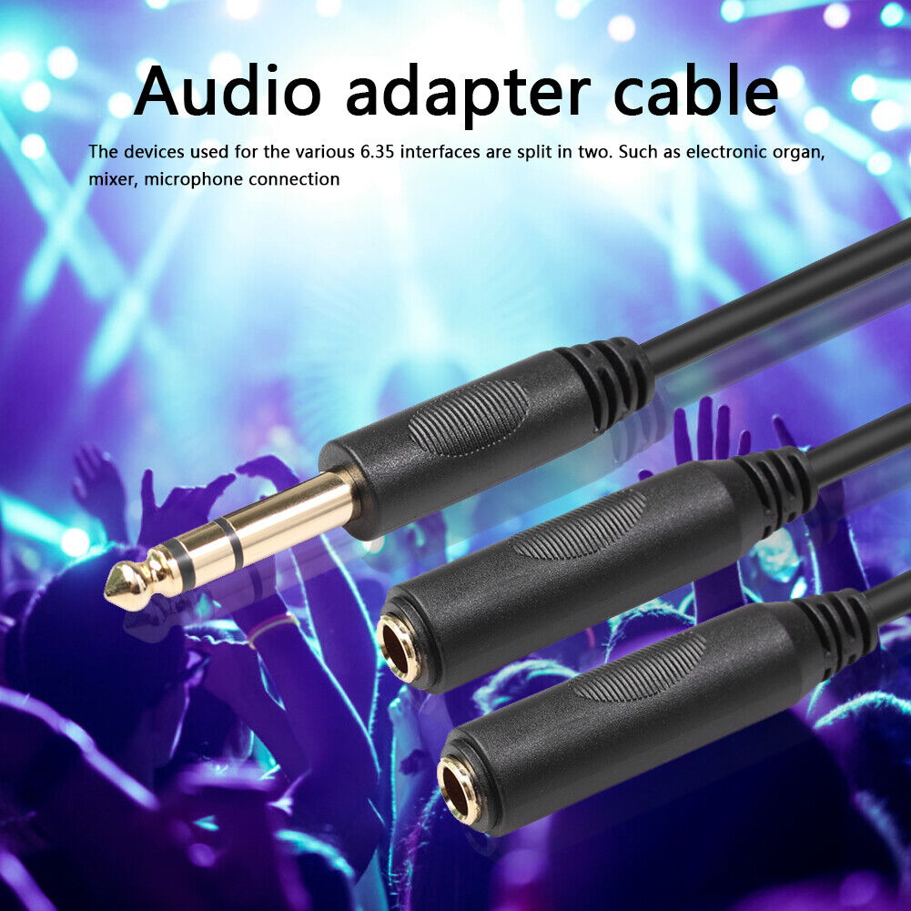 6.35 mm Male to 2 6.35 mm Female Adapter Cable Y Splitter Stereo Audio Cord