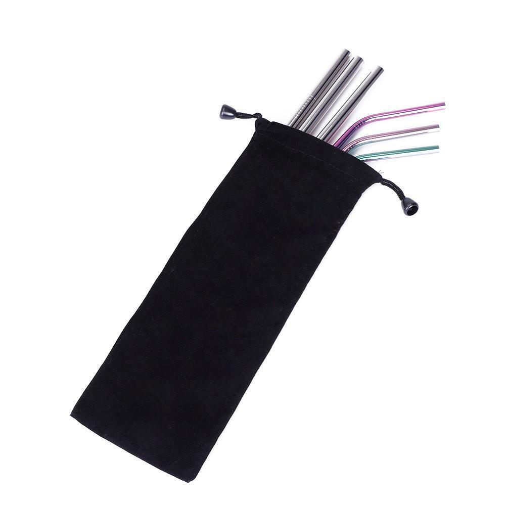 Reusable Straw Velvet Storage Bag Black Drawstring Pouch Jewelry Organizer