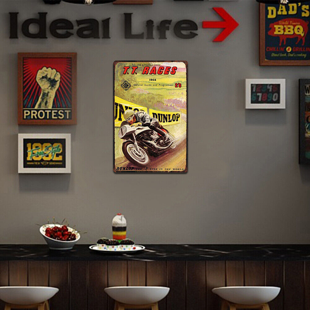Rectangular Motorcycle Race Metal Plate Painting Pub Tin Plaques Wall Sign