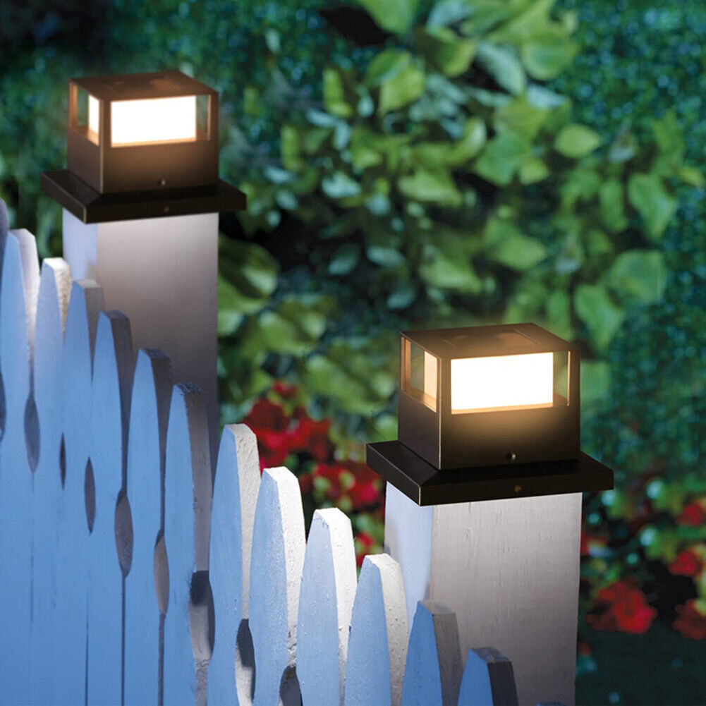Solar Post Light Waterproof Outdoor Column Patio Fence Gate Garden Lamps