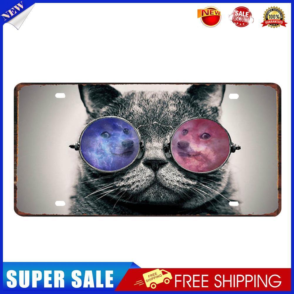 Cat with Sunglasses Metal Plate Tin Sign Plaque for Bar Pub Club Cafe Craft