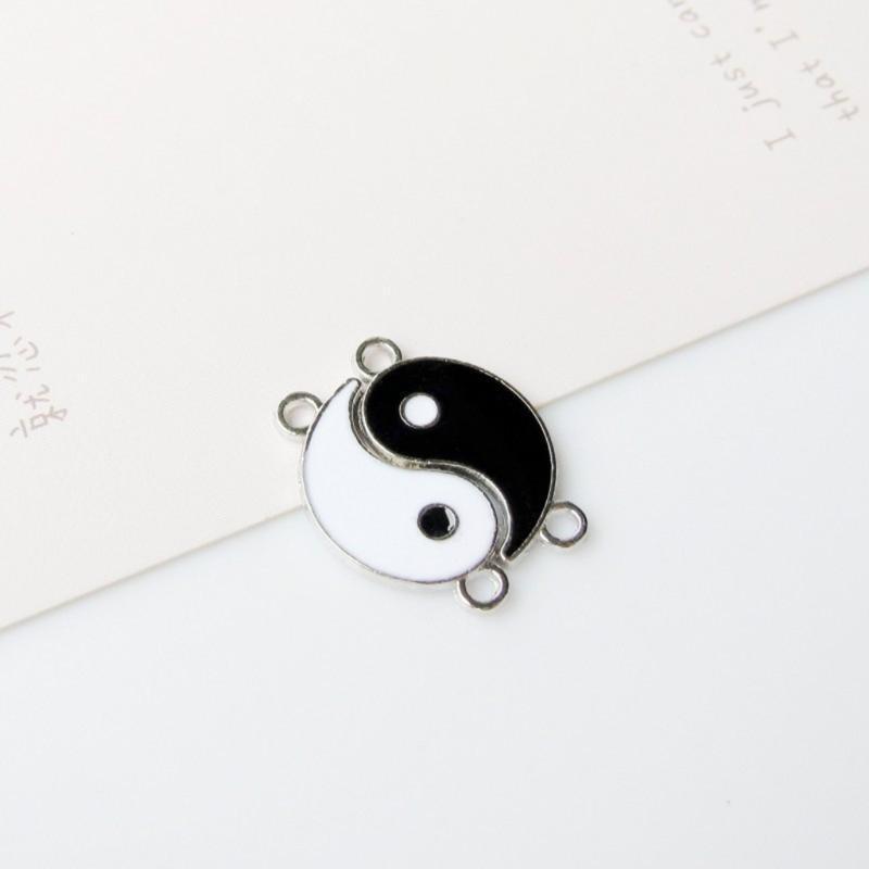 20 Pcs Black and White Alloy Tai Chi Gossip Pendant Necklace Bracelet Pendant