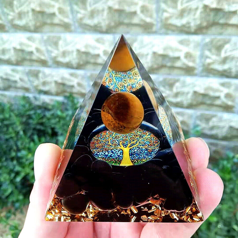 Pyramid Ogan Crystal Energy Tower Nature Reiki Chakra Crushed Stone (B)