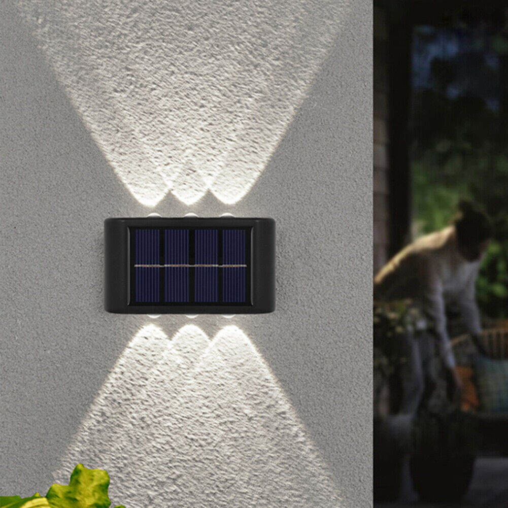 2x Solar Wall Lamp Outdoor Balcony Fence Path Garden Decor (White 6LED)